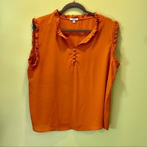 Orange sleeveless ruffle top